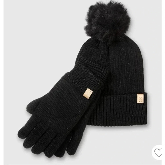 Women's Isotoner Knit Hat & Glove Set, Black, One Size - Picture 1 of 4